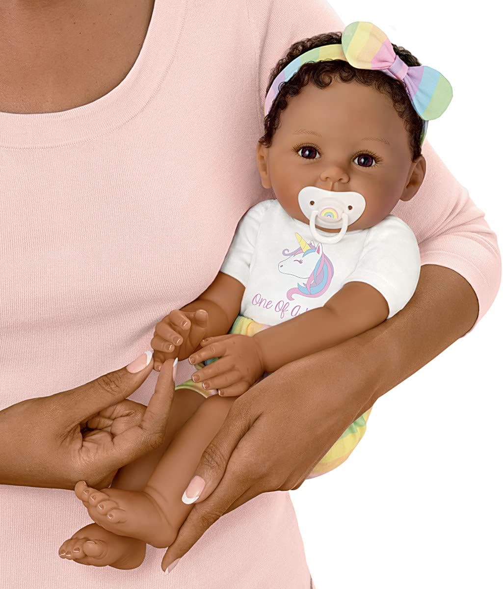 The Ashton-Drake Galleries One-of-a-Kind Ciara Baby Doll, 18 inches, by Ping Lau, RealTouch Vinyl, Black Hair