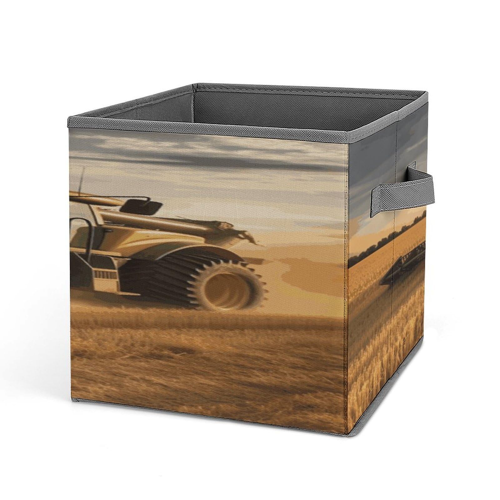 Fodpand Style Farm Tractor Harvest Storage Cubes Foldable Decorative Fabric, Storage Bins Baskets With Handles, Closet Organizers And Storage For Home, Office,Closet, Clothes