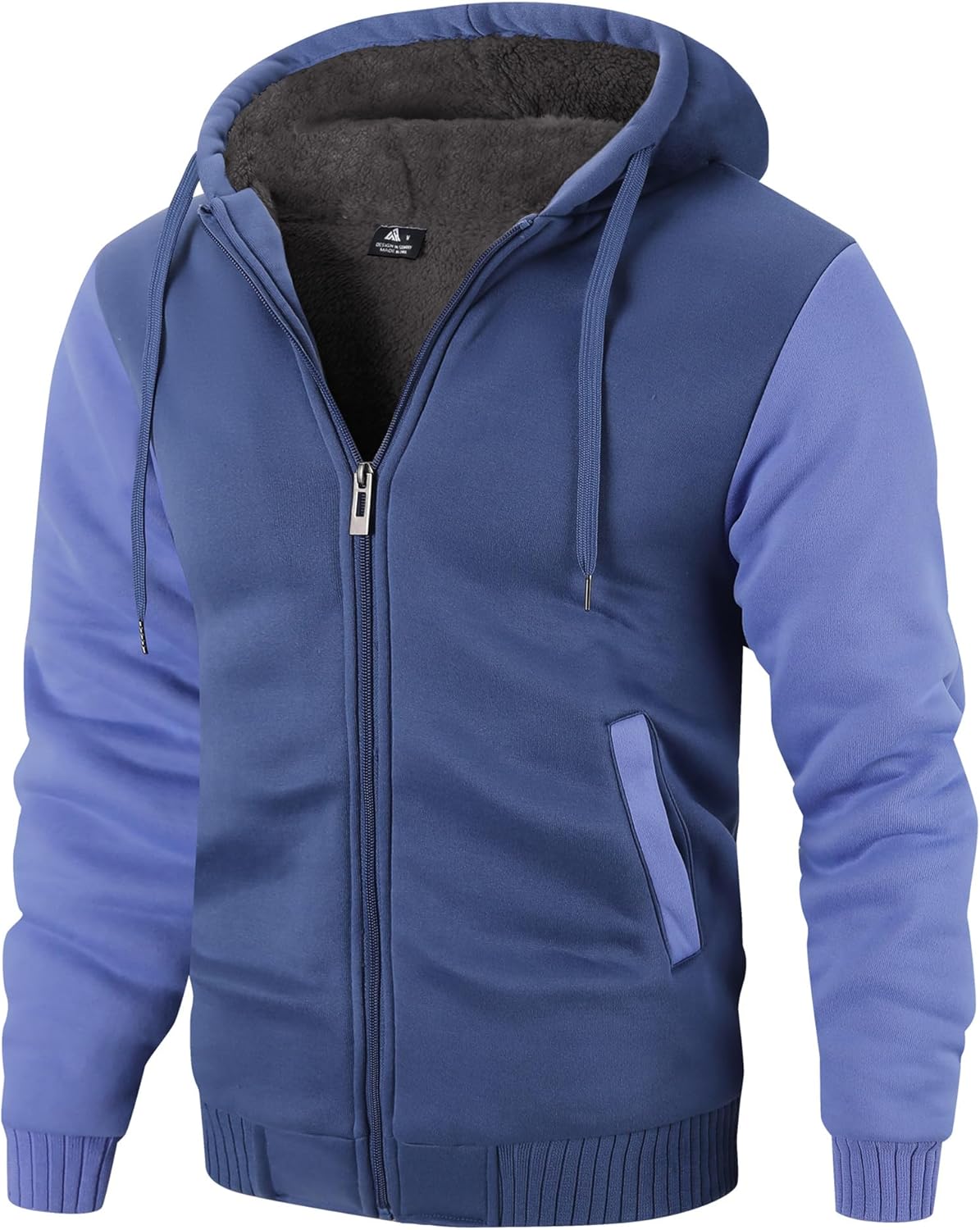 ZITY Men's Zip Up Hoodie Heavyweight Winter Sweatshirt Fleece Sherpa Lined Warm Jacket