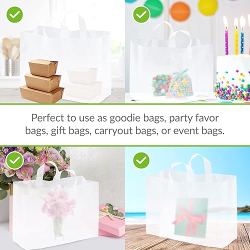 Miniatura 5 de Prime Line Packaging - Paquete de 100 bolsas de plástico de 16 x 6 x 12 pulgadas bolsas de compras para pequeñas empresas grandes y transparentes de