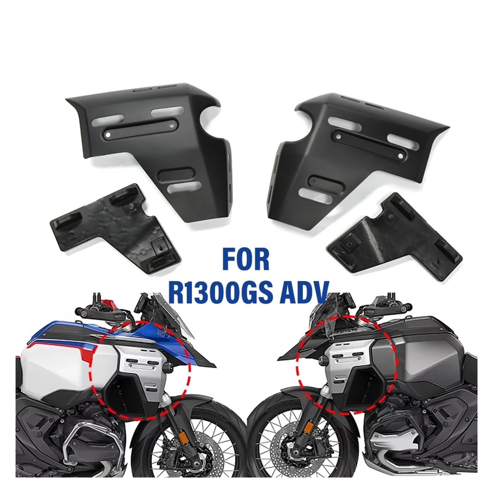 Motorrad-Kühlerrahmenabdeckungen, Seitenverkleidung, kompatibel mit BMW R1300GS R 1300 GS ADV Adventure 2024–2025(Carbon fiber pattern)