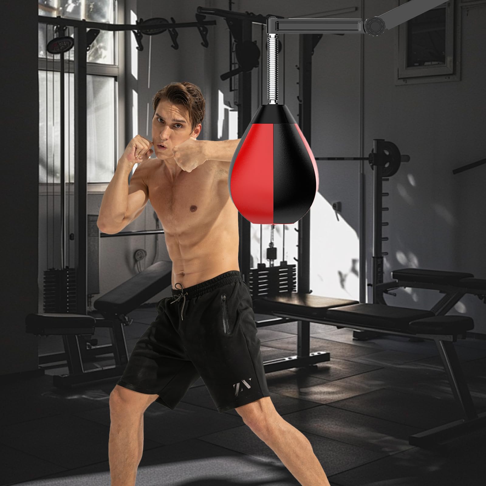 Sac de Frappe Mural Réglable en Hauteur et Pliable, Poire de Vitesse Boxe pour Enfants, Adolescents, Adultes