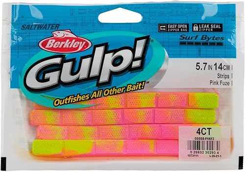 Miniatura 4 de Berkley Gulp! Surf Bytes Tiras Pesca Cebo Suave Rosa Fuze,Chartreuse,Naranja,Rosado,Fuze azul,https://www.amazon.com/dp/undefined