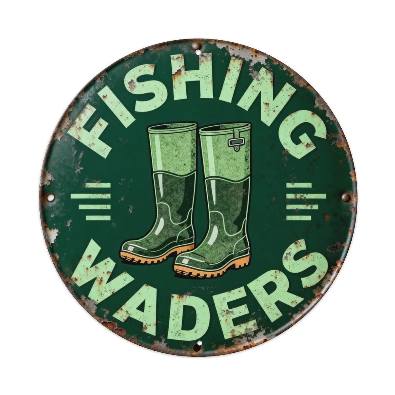 Fishing Waders Metal Tin Sign Plaque