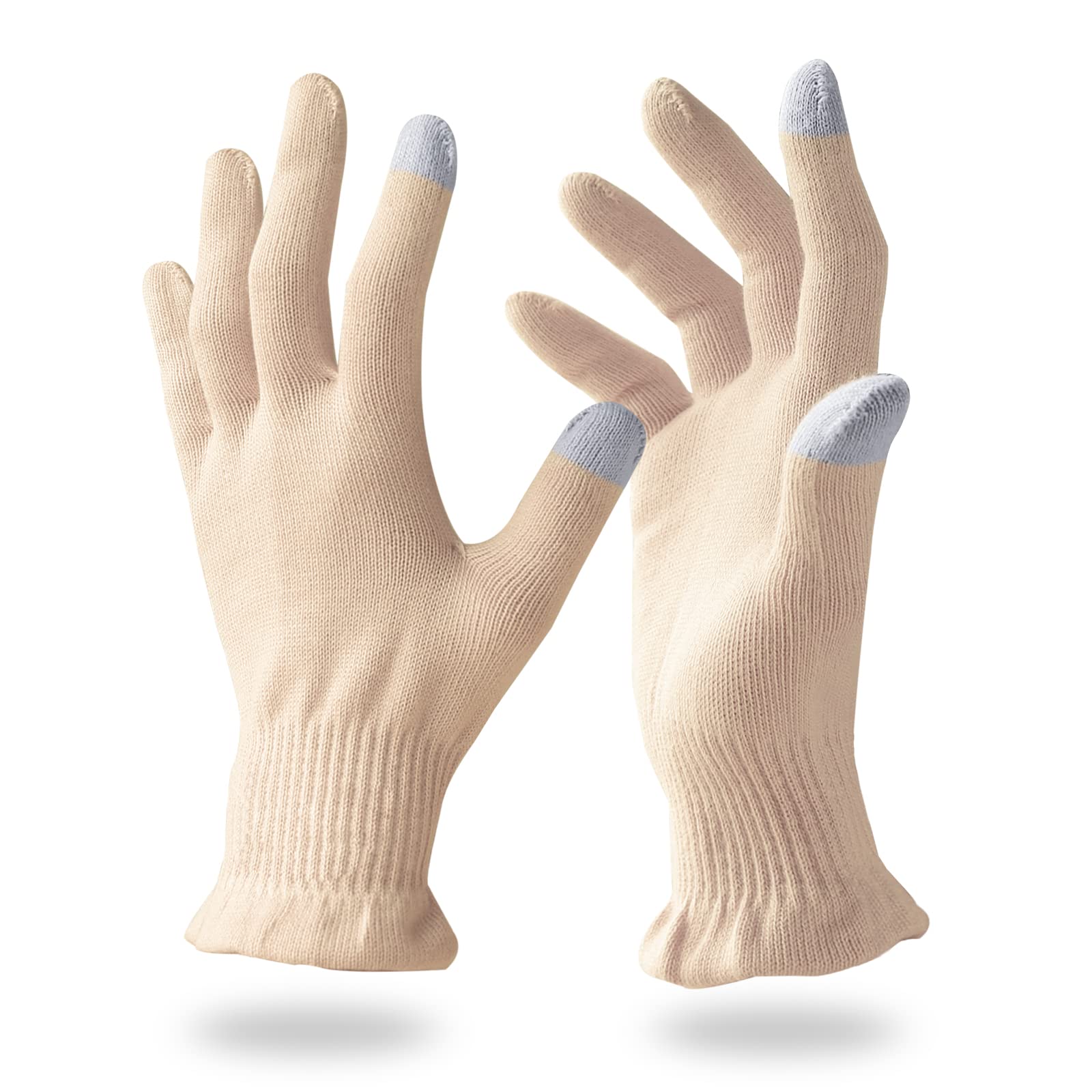 Guanti in Cotone per Eczema con Dita Touchscreen | Guanti Idratanti per Mani Secche, SPA, Cura Delle Mani(2 Paia)
