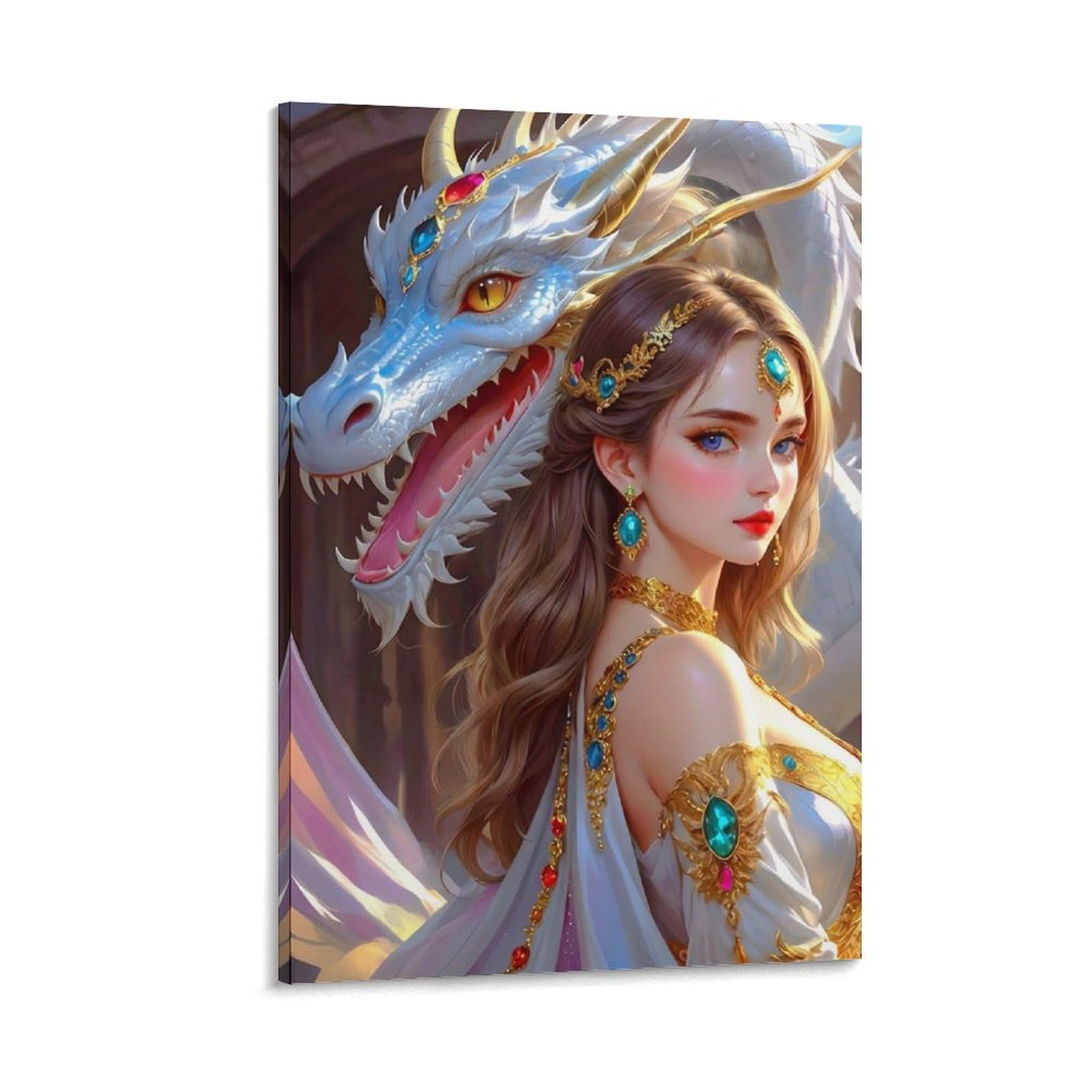 DHBANEIOK Fantasy Dragon Queen Wall Decor Poster Canvas Prints Picture Modern Wall Art Picture Wall Hanging for Bathroom Wall Decor 12x18inch(30x45cm)