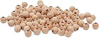 Vista 23 de Perlas de madera grandes para manualidades - Paquete de 12 perlas de 32 mm con agujero de 1-1/4 x 3/8 pulgadas, perlas de madera grandes