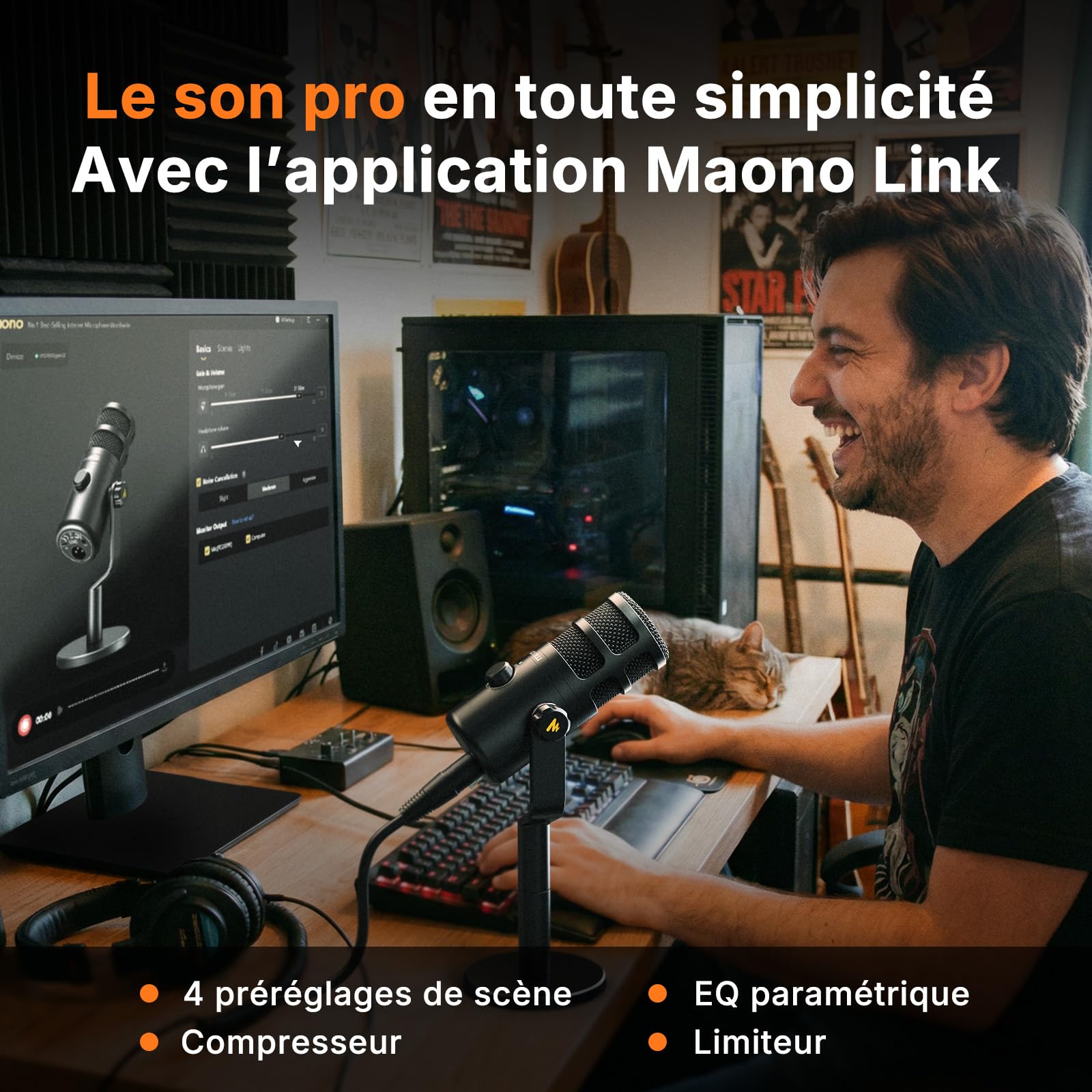 MAONO PD100 Gen2S Micro Dynamique USB/XLR, Audio 192 kHz/24 Bits, Structure Métallique, Bouton Mute, Kit Complet avec Câbles USB et XLR, pour Podcast, Streaming, Gaming et PC