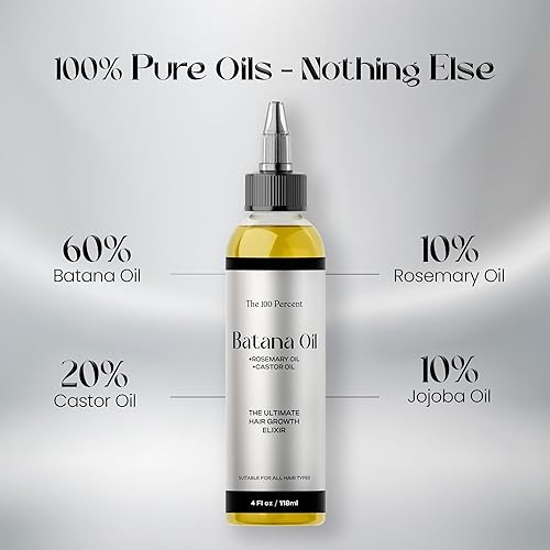 Miniatura 2 de The 100 Percent Aceite de batana para el crecimiento del cabello, 4 onzas líquidas, aceite para el crecimiento del cabello infundido con aceite