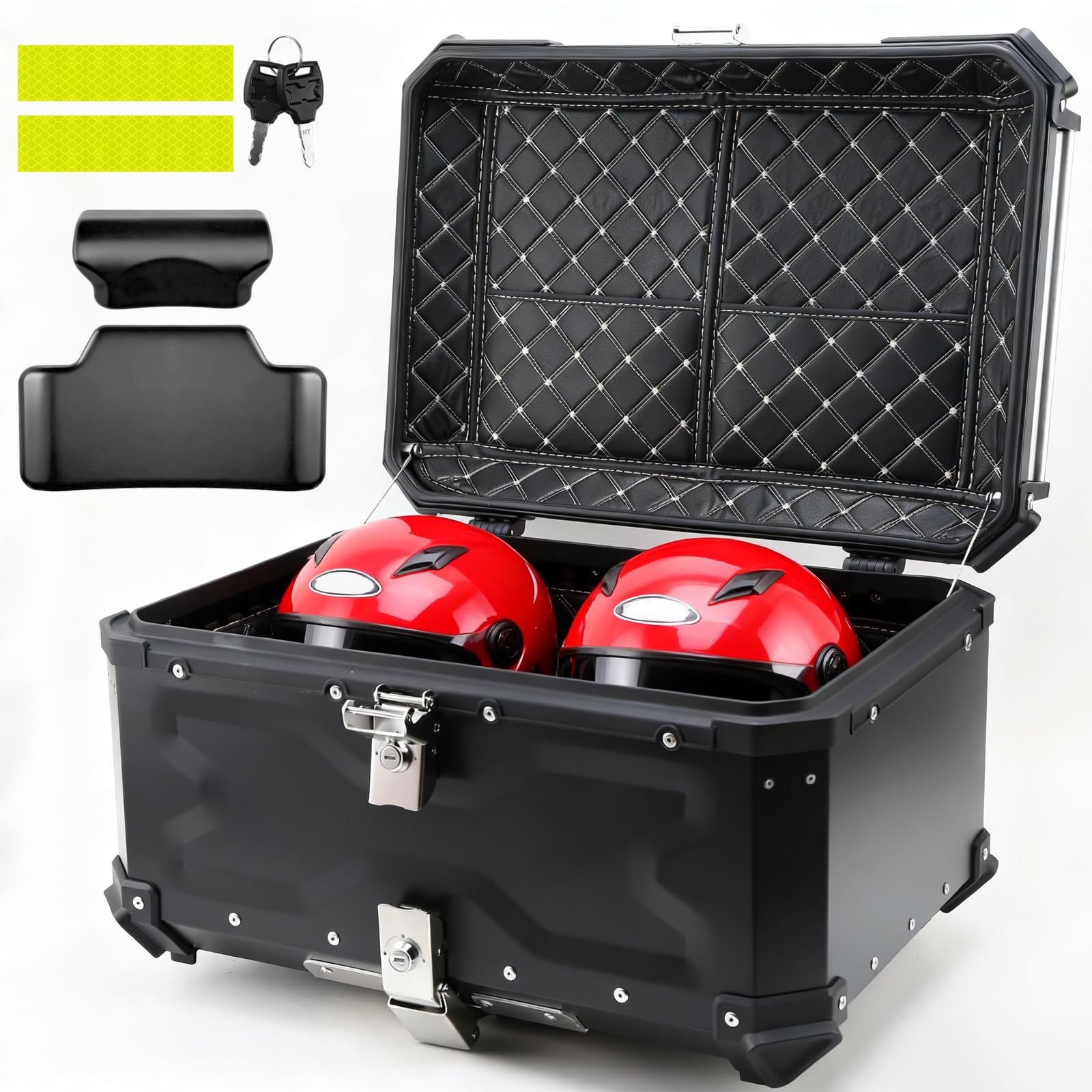 Top Case Moto 65L Aluminium Valise Moto Coffre Arrière Noir