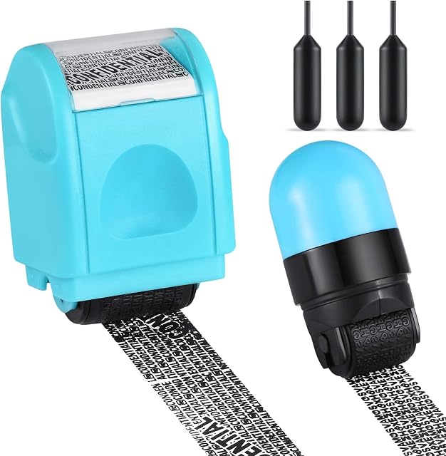 ID Theft Protection Roller Stamp Security Data Defender-Confidential Roller Stamp to Protect Your Privacy-2 Roller Sets