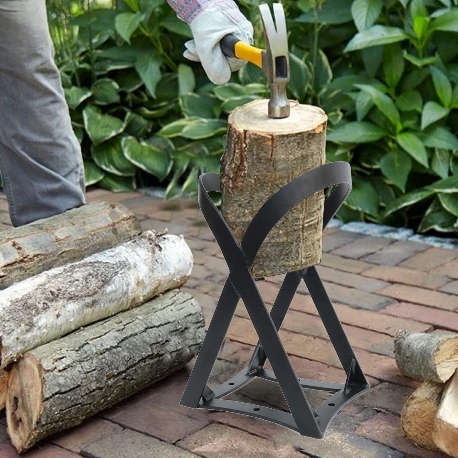 Separador de madera rápido,fácil portabilidad,cuña manual de encendido de hierro fundido,cortador de leña pesado,resistente a mano,separador de madera,de pie para casa y camping al aire libre(E)