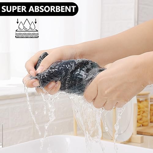 Miniatura 2 de Homaxy Toallas de cocina a cuadros de 100 % algodón, 13 x 28 pulgadas, súper suaves y absorbentes, para secar platos, paquete de 4, negro y gris