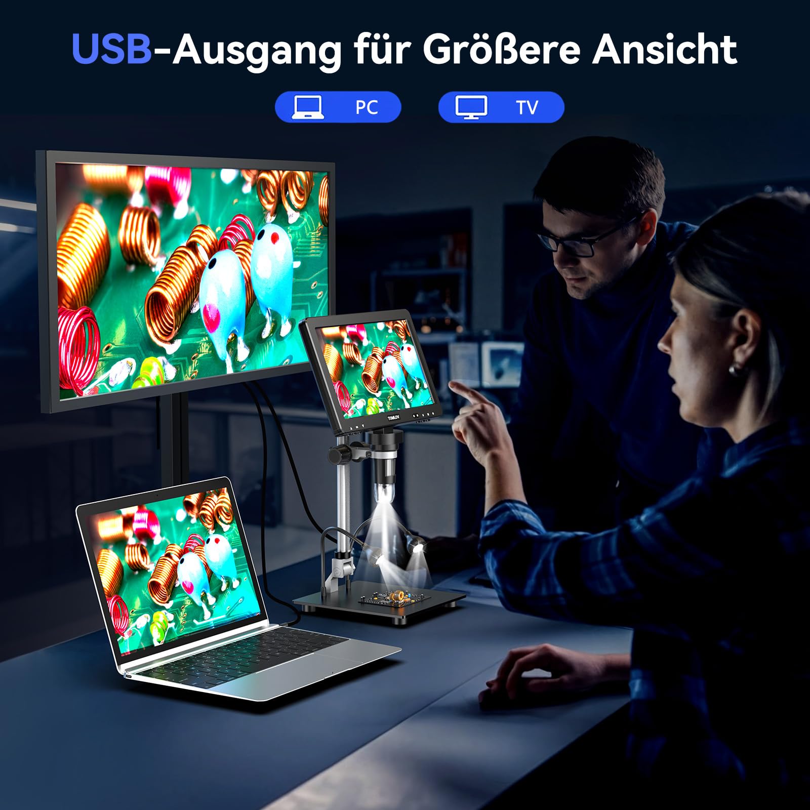 TOMLOV DM9 Max 10,1-Zoll Digitales Mikroskop 20MP LCD Vergrößerung HD IPS Bildschirm 64 GB