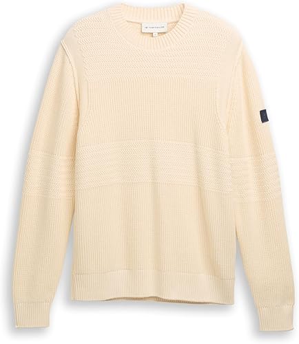 TOM TAILOR 1048027 Suéter pulóver, 28130-Soft Buttercream, M para Hombre