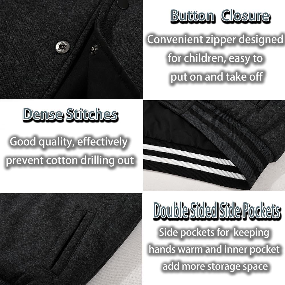 SNOW DREAMS Boys Bomber Jacket Reversible Flight Jackets Fall Spring Varsity Windbreaker - Image 5