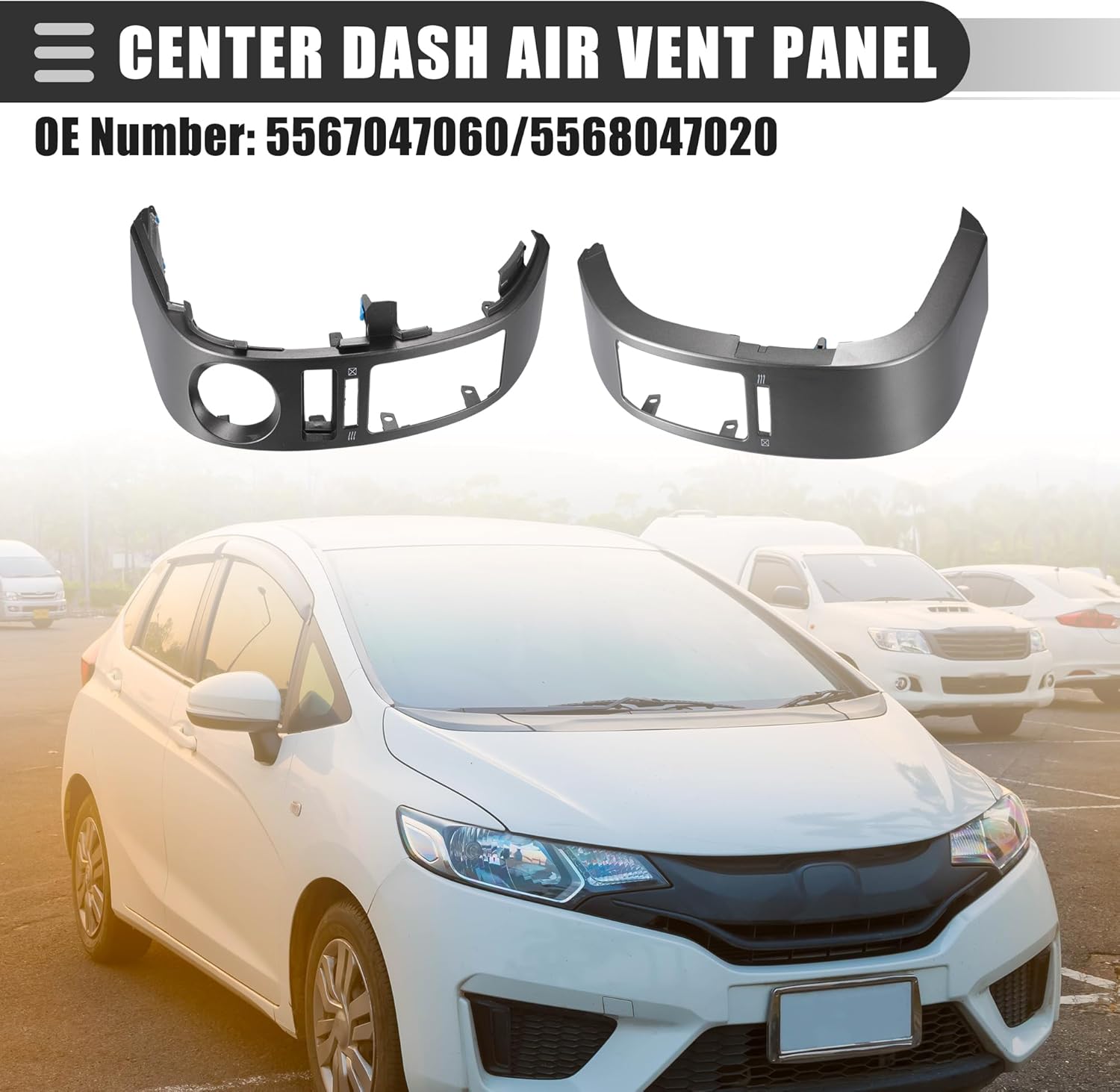 Motoforti Center Dash A/C Outlet Vent Trim Panel, for Toyota Prius 2004-2009, Left Right Dashboard Dash Air Vent Cover Trim Duct Air Outlet, Plastic, No.5567047060/5568047020, Gray, 1 Pair
