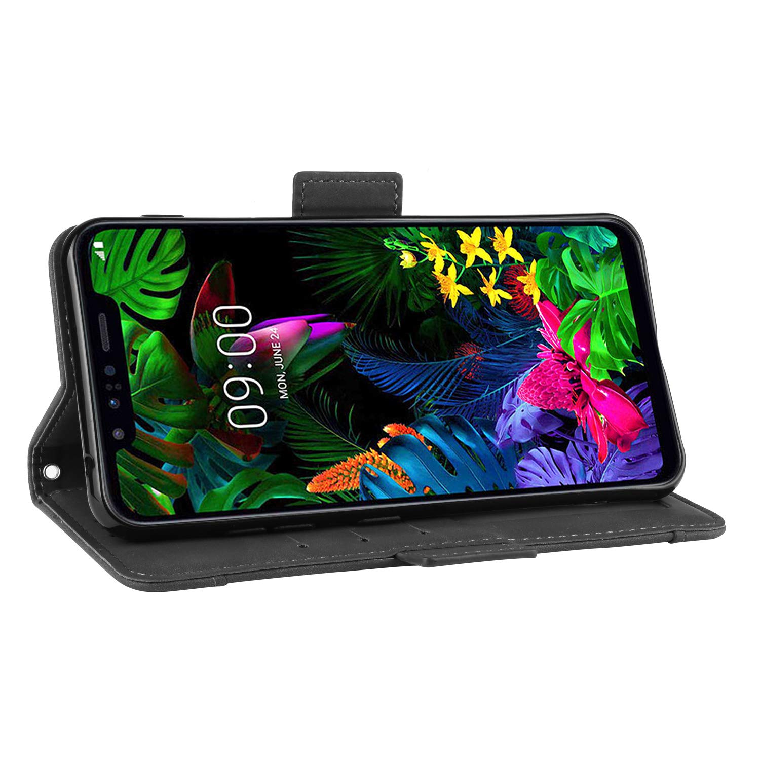 QiongniAN Lederhülle Für LG G8S ThinQ - Mit Kartenschlitz Und Standfuß