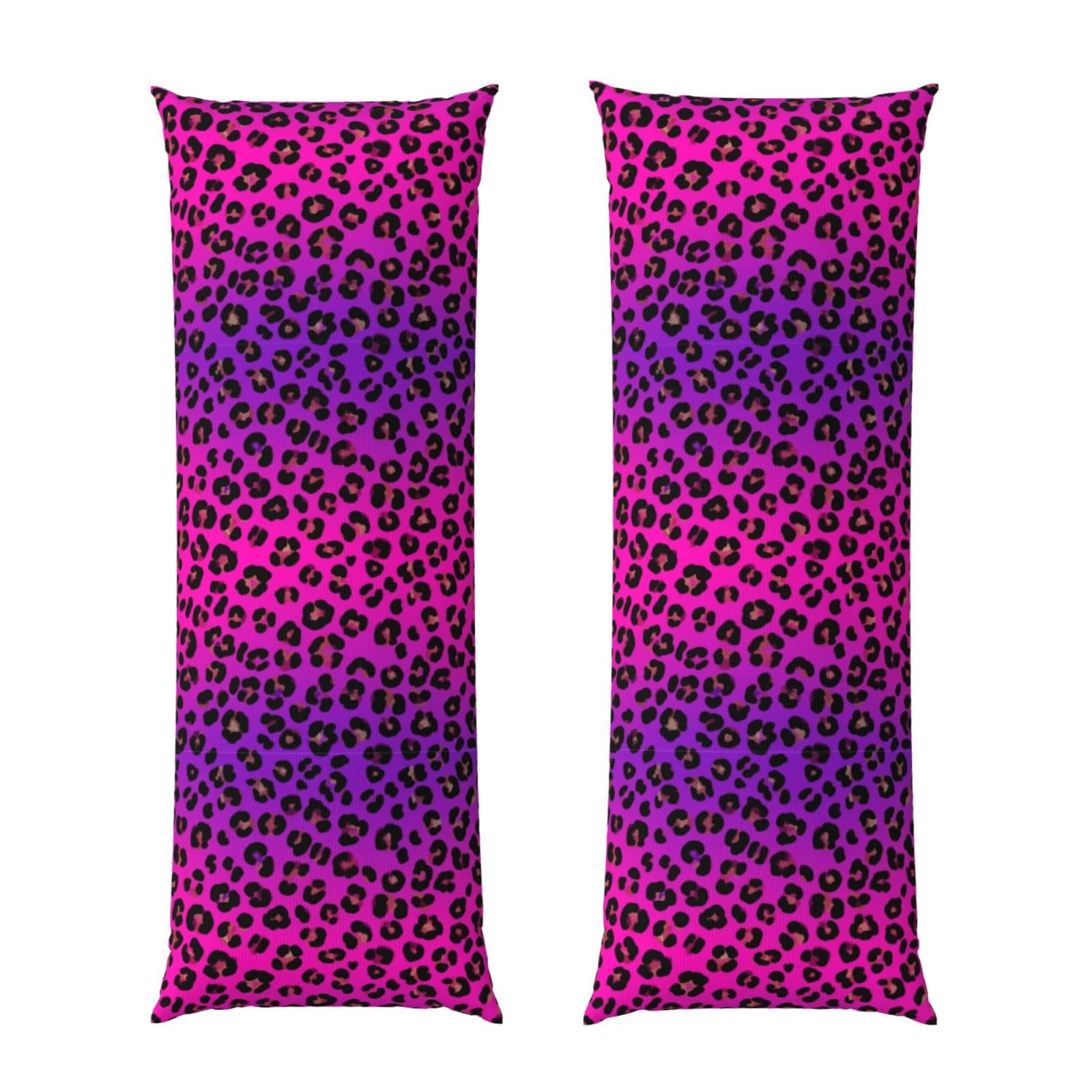 Body Pillow Case 20x54, Watercolor Purple Tie Dye Leopard Cheetah Print, Zippered Soft Pillow Cover, Plush Flannel Fabric, Comfortable Cushion Protector for Bedroom Living Room Couch