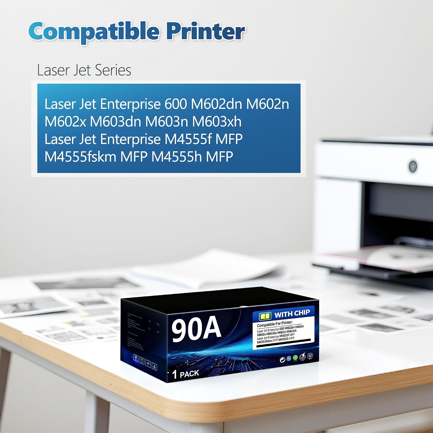 90A Black Toner Cartridge 1 Pack Compatible HP 90A CE390X 90X CE390A Toner Replacement for Laser Jet Enterprise 600 M602dn M602x M603dn M603n M603xh M4555f MFP M4555fskm MFP M4555h MFP Printer Ink
