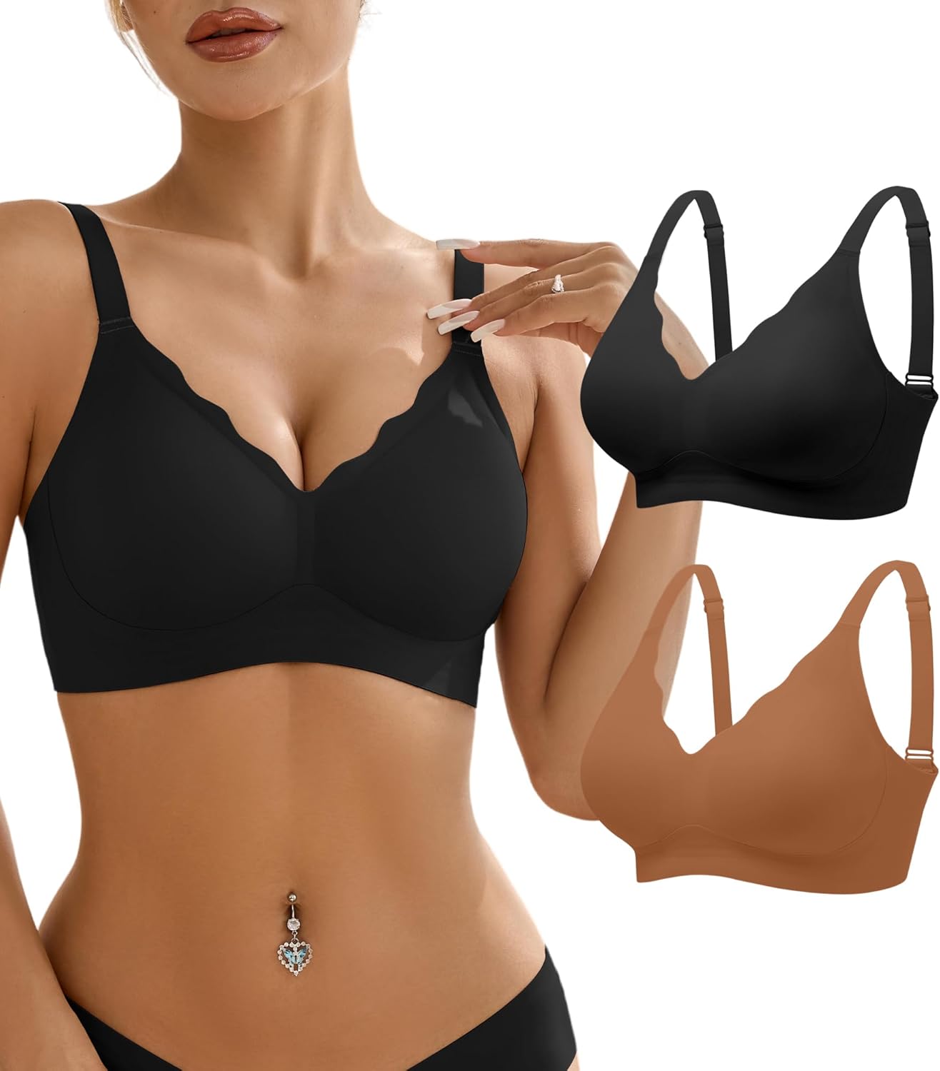 Wireless Bras for Women Bralette - Womens Seamless Push Up Full Coverage Wirefree Padded Sleep Bra with Support and Lift