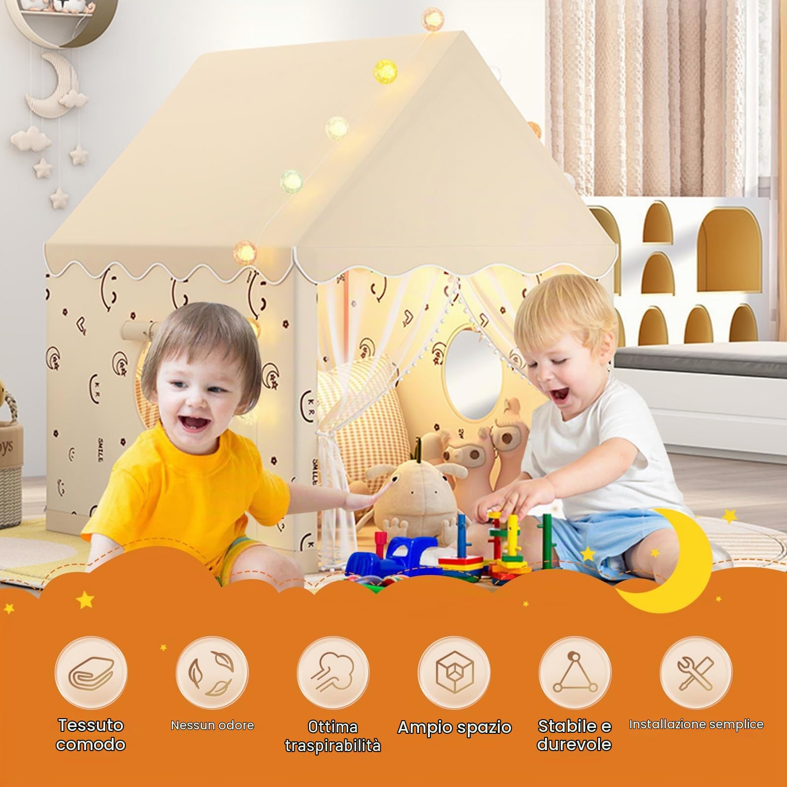 Ergocar Tenda Per Bambini Interno All'Aperto Game House Castle Con Mat Ball Light Cloud Butterfly Adatto Ai Ragazzi e Alle Ragazze Di Toddlers