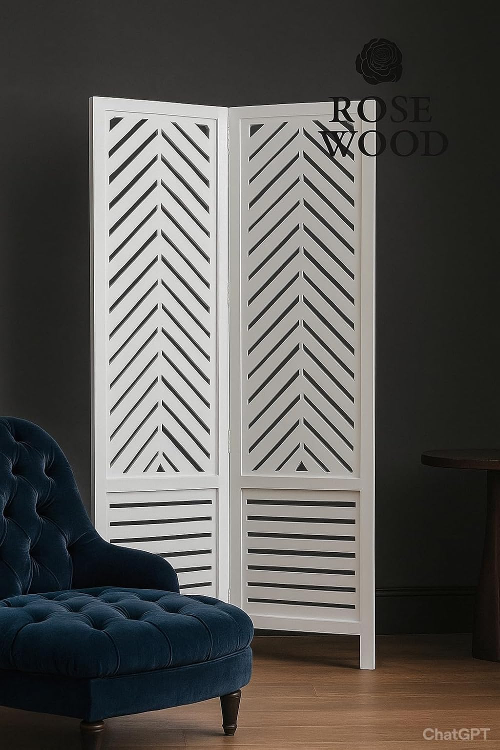 Rose Wood Wooden Partition for Living Room 2 Panels 6 Feet | Wood Screen Separators | Partition Wall Divider for Living Room | Room Partitions and Dividers | Wooden Partition for Pooja Room (White).