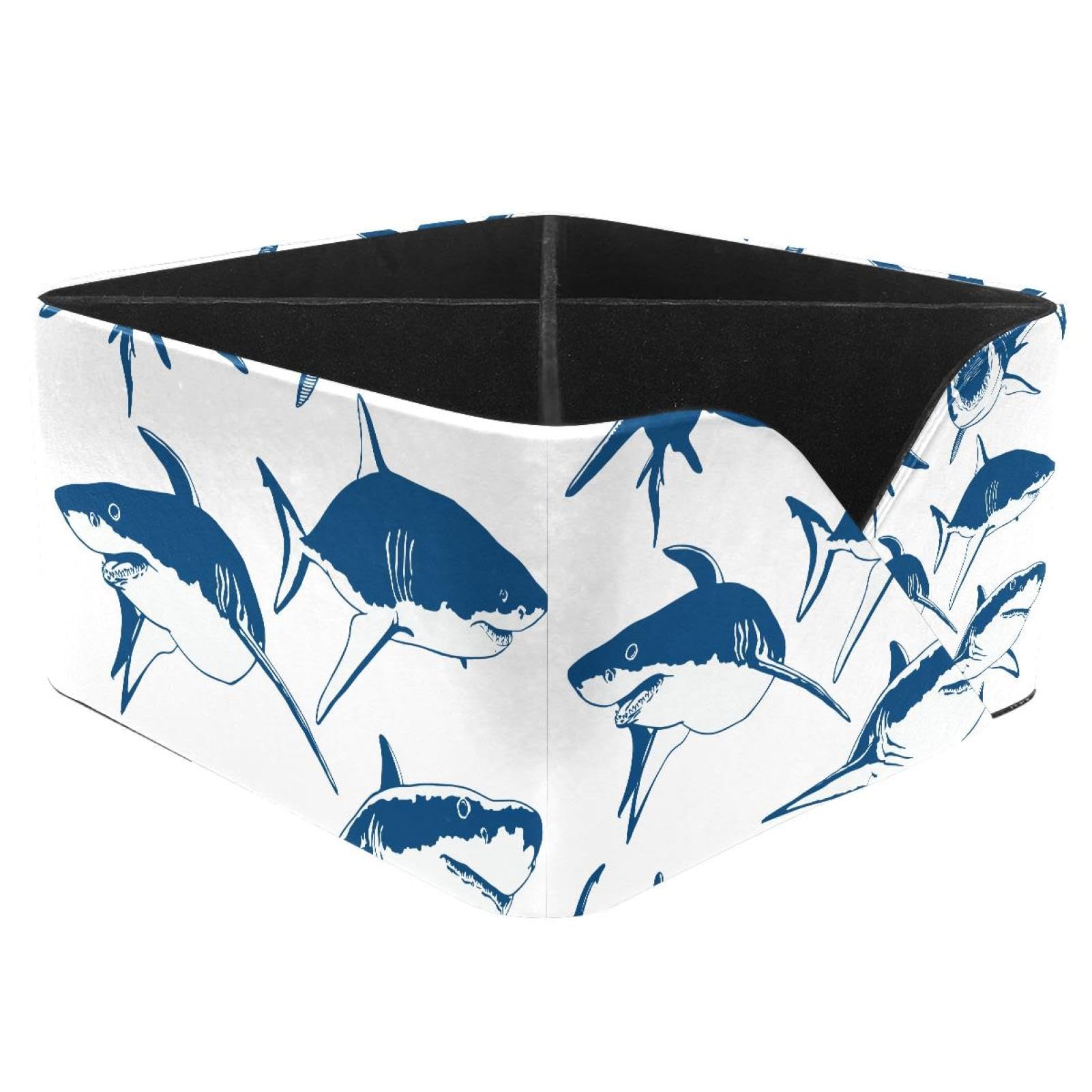 KengjuTesu Color Sharks Sea Wildlife Pattern Desktop Organizer Pen Holder, Rectangular Pencil Cup for Office, Study and Makeup Stations