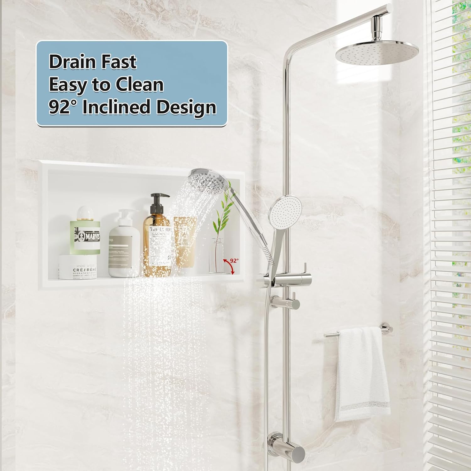 304 Stainless Steel Shower Niche, 24" X 12" No Tile Needed Recessed Wall Niche for Bathroom Storage, Space Saving Built-in Wall Niche for Bathroom, Toilet, Kitchen, White