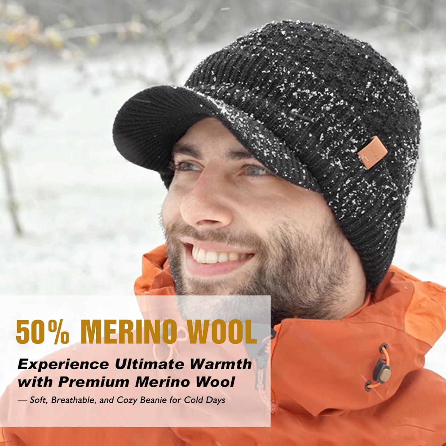 TOP-EX Waterproof Visor Beanie Hat for Men Winter Barbados Ubuy - Main Image