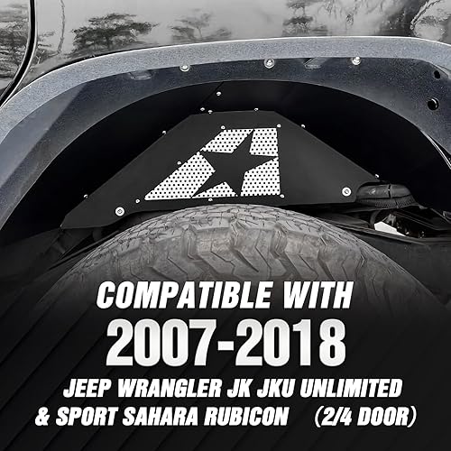 Miniatura 2 de Forros para guardabarros interiores traseros compatibles con Jeep Wrangler JK y JKU Unlimited Sport Sahara Rubicon 2007-2018, cubierta de pozo de