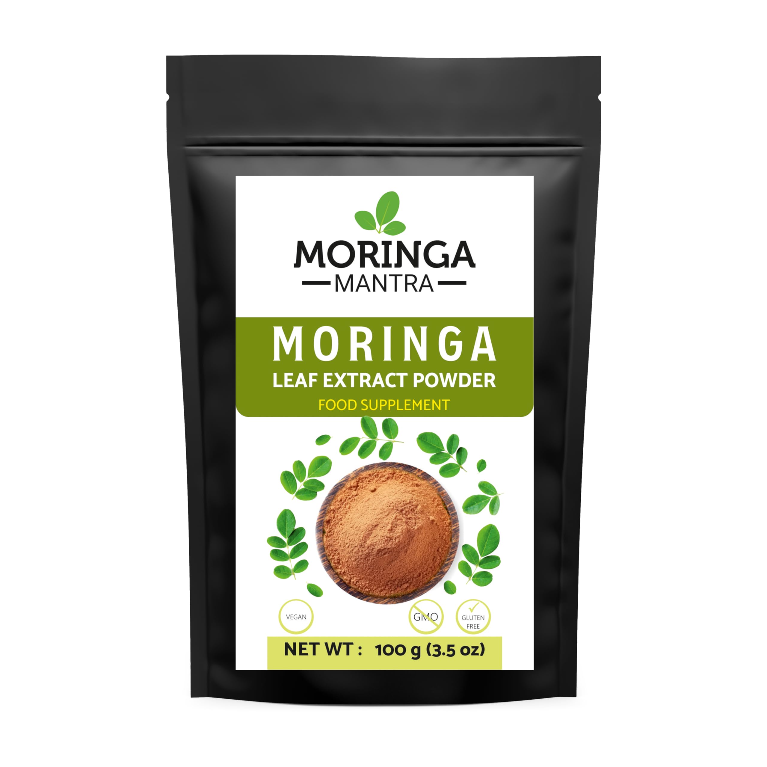 Moringa Leaf Powder Extract 4:1, 100 Grams, Pure Moringa Oleifera Supplement Rich in Antioxidants, Moringa Leaves Extract - Vegan, Non GMO, Gluten Free