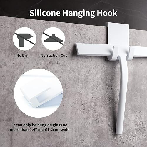 Miniatura 3 de KAUKKO - Escobilla de ducha multiusos para puertas de ducha, baño, ventana y vidrio de automóvil, mango ergonómico antideslizante (blanco)
