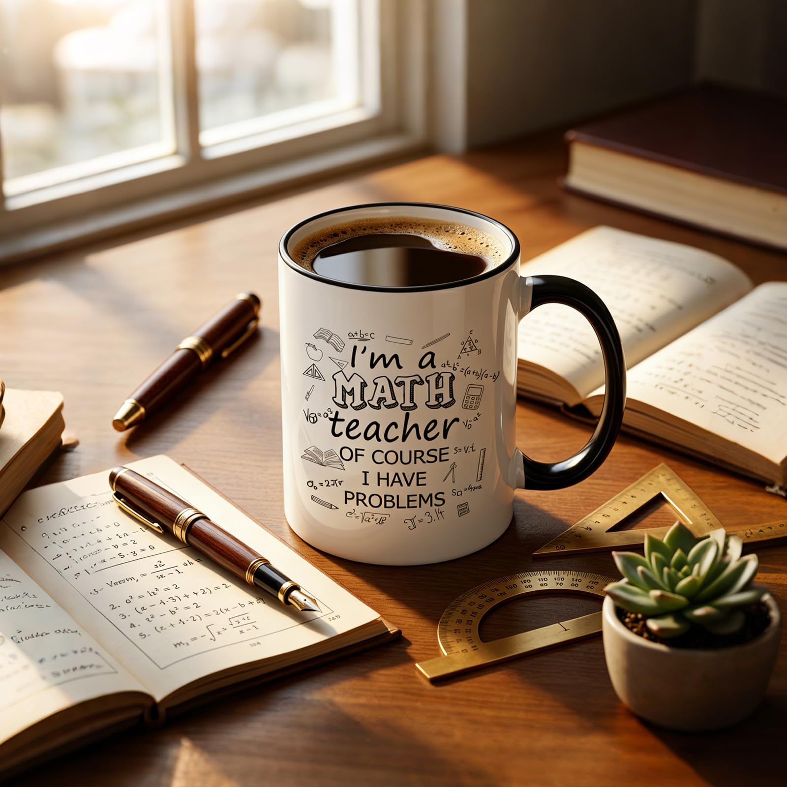 Funny Math Teacher Coffee Mug I'm a Math Teacher Of Course I Have Problems Cup, Math Teacher Gift, Appreciation Present for Teacher from Students, Birthday Gift Idea，White Ceramic 11 Oz