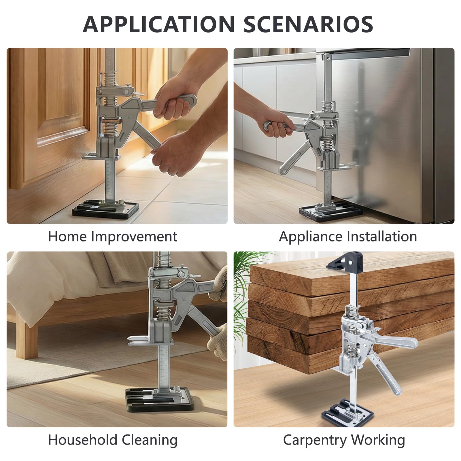 2 PZS Brazo Ahorrador de Trabajo, Herramienta Elevación, Herramienta Montaje con Escala y Descenso Rápido/Lento, Elevador Muebles para Azulejos, Puertas, Tableros, Capacidad Carga 200 kg