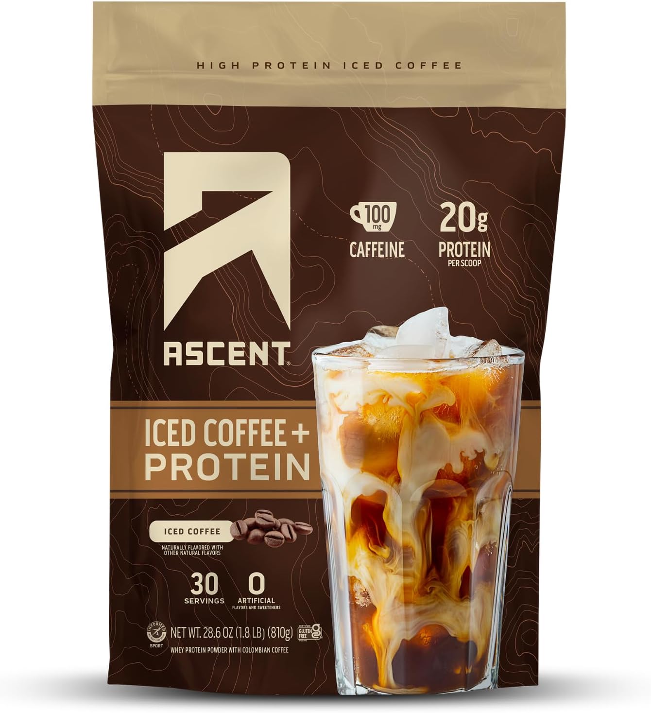 Iced Coffee Protein Powder - High Protein Coffee Powder, 20 g Protein & 100 mg Caffeine - 30 Servings