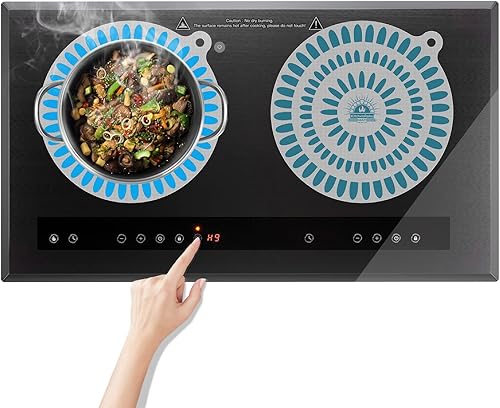 Miniatura 8 de KitchenRaku Paquete de 2 alfombrillas de inducción (magnética) protectores de inducción para estufa de inducción, cubierta superior redonda de