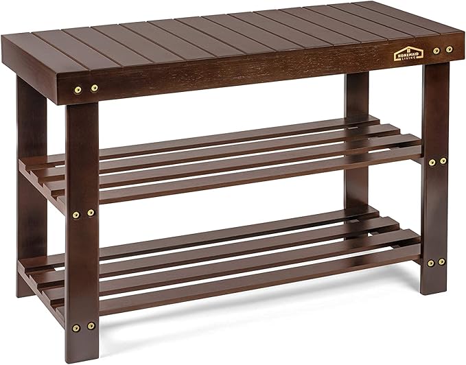 3-Tier Shoe Rack Bench — Brown