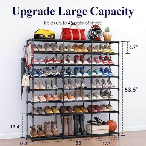image for Kitsure Shoe Organizer - 8-Tier Large Shoe Rack for Closet Holds Up to