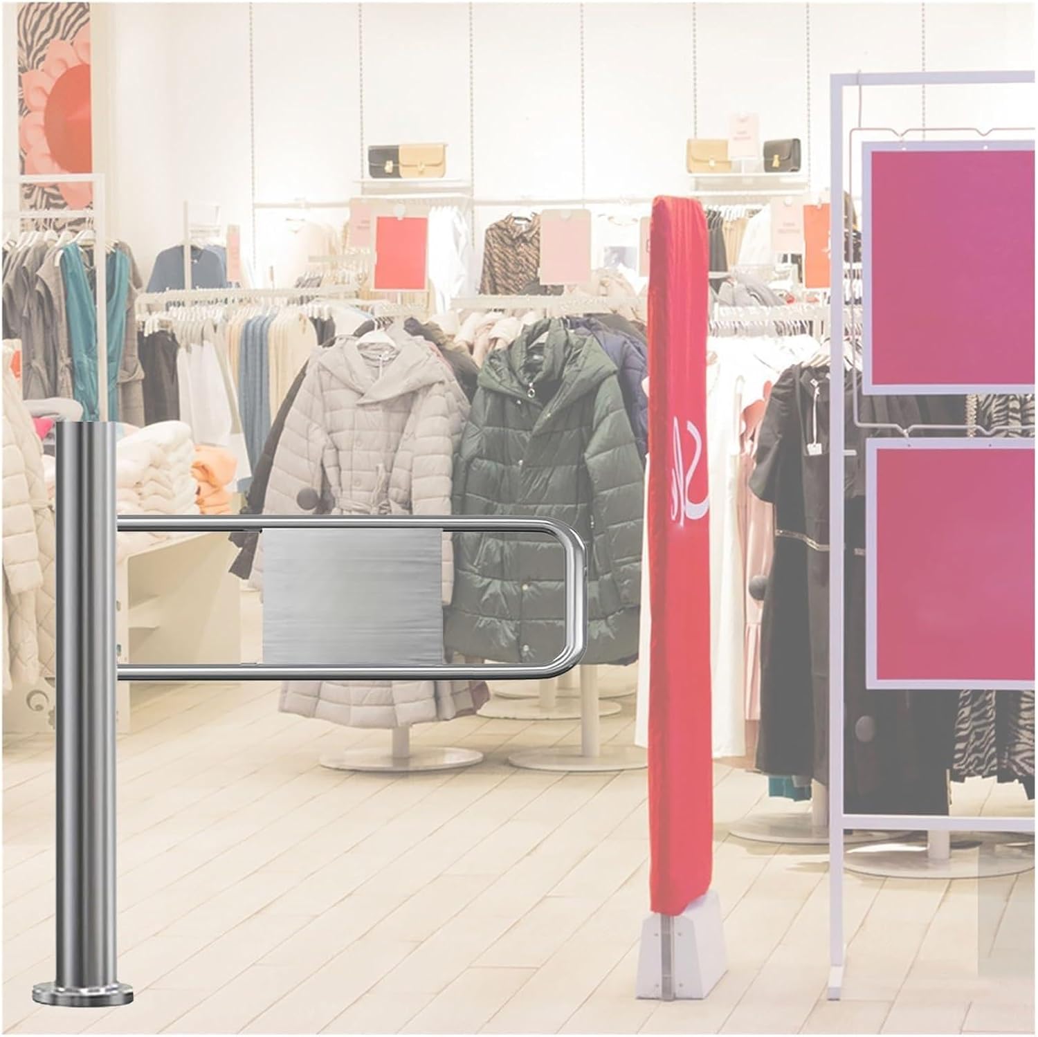 Automatic Rebound Swing Door Gate, 50-100 cm Wide, Stainless Steel One-Way Entrance, Manual Push Access Gate for Store, Durable Spring Mechanism, Secure Entry Solution