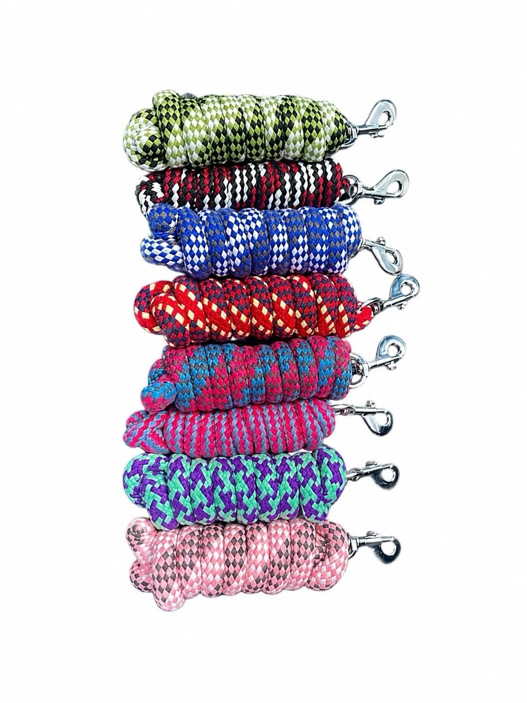 Horsemasters Luxe Lead Ropes Pack of 5 – Crazy Pattern Horse Lead Ropes with Brass Trigger Clip | Soft Padded 2m Equestrian Lead Rope Clearance