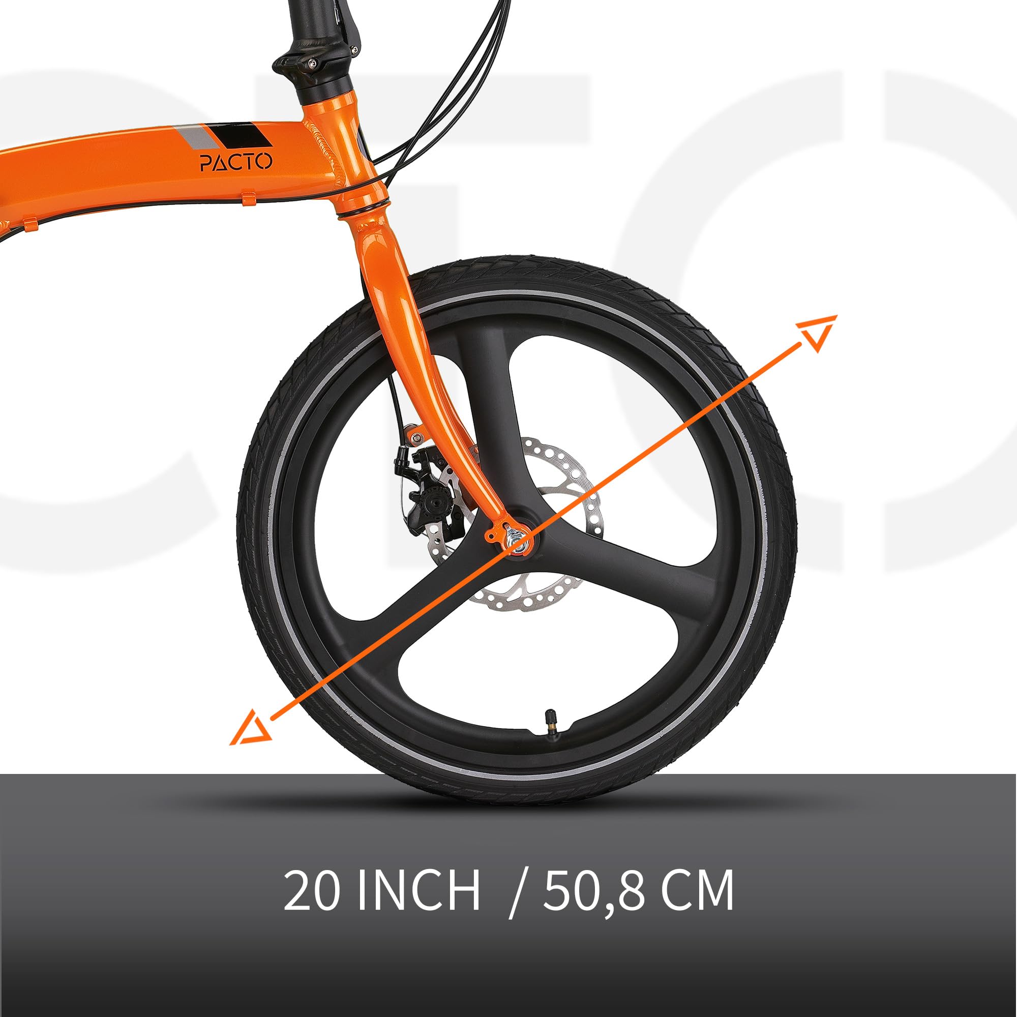 PACTO Bicicletta pieghevole Two 20 pollici con sistema di piegatura veloce (10 secondi), telaio in alluminio, peso leggero (13 kg), Shimano 6 marce, doppio freno a disco e luce LED