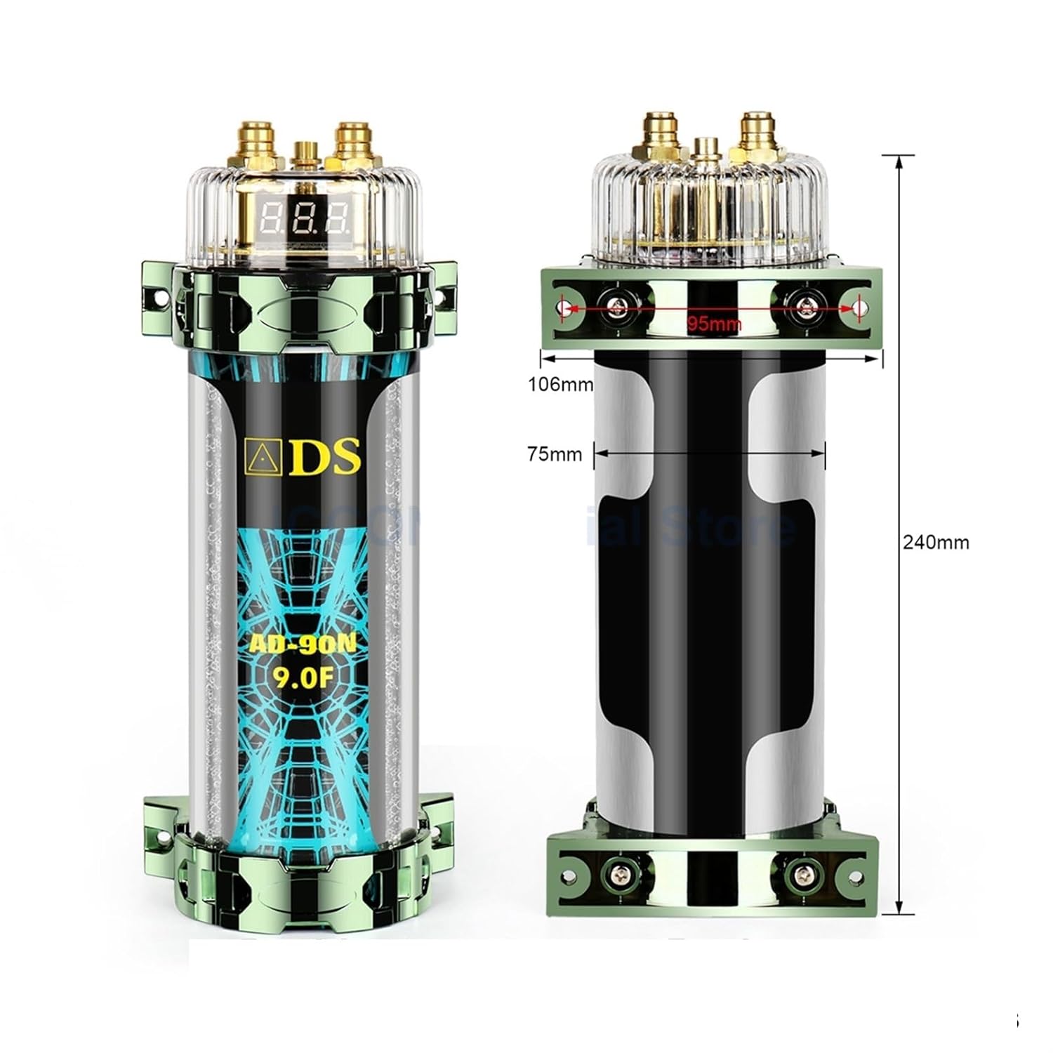 9.0 Car Audio Capacitor Super Power Subwoofer Modified with Lights LED Voltage Display Filter Capacitors Stabilized Pond