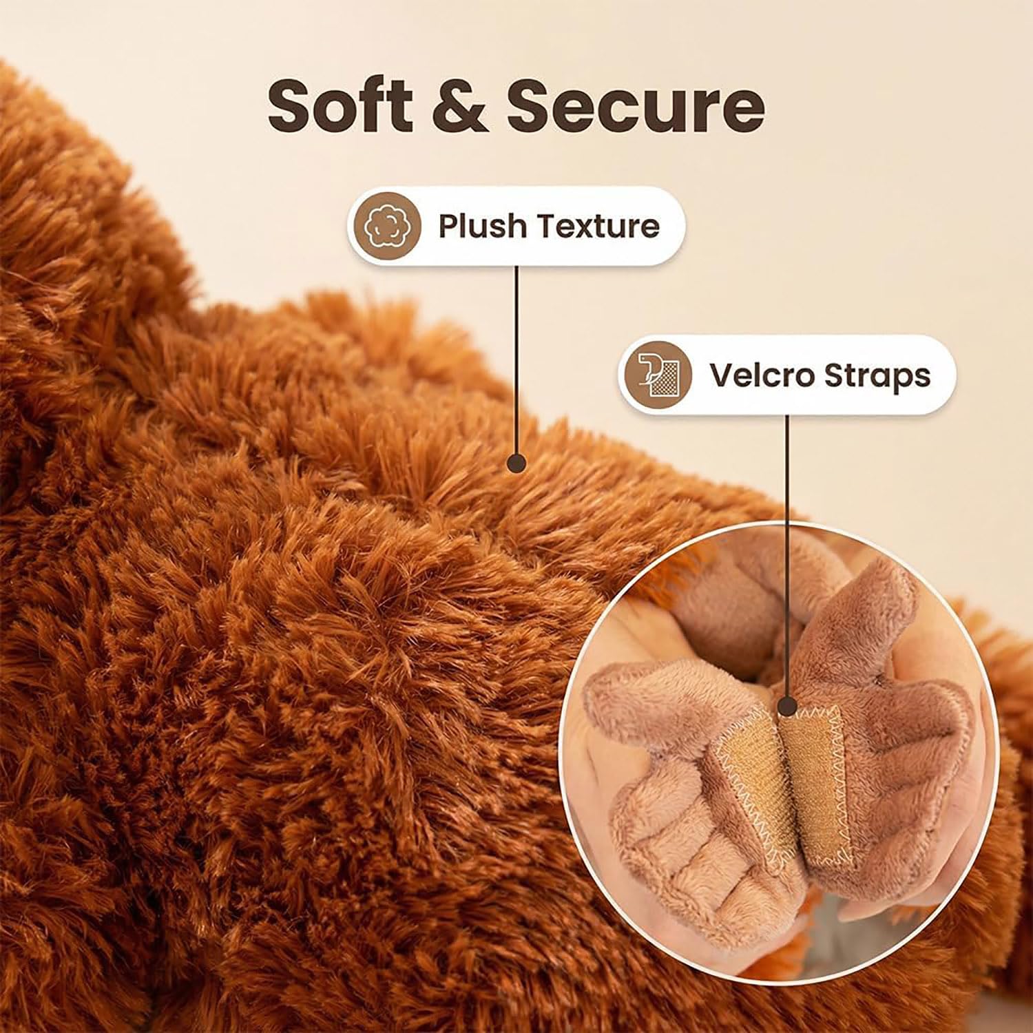 Genérico Mono Peluche Naranja 90 Cm,Mono De Peluche con Correas De En Manos Y Pies. para DecoracióN Infantil, HabitacióN De NiñA, Cama, CojíN Y Accesorio FotográFico del Hogar (90CM) — view 4