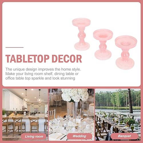 Miniatura 9 de Portavelas para velas de pilar, 3 unidades, portavelas de cristal, portavelas rosa para candelabros, portavelas de pilar de vidrio para el hogar,