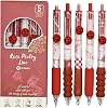 5-Pack Neutral Pens Quick-Dry Ballpoint Black Ink Rose Decor Pens for Office Party Stationery Office Supplies for Children School Entrance Celebration Birthday Gift Rose 0.5mm