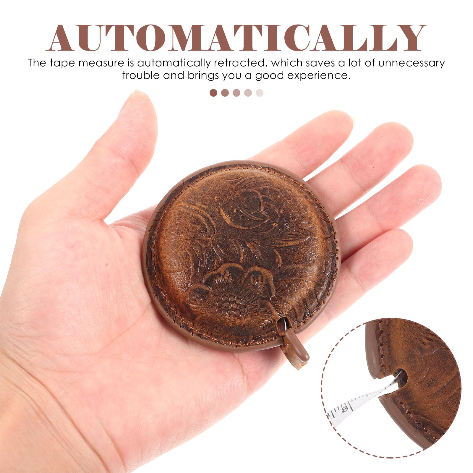 Cinta Métrica Práctica para Coser Retracción Automática Vintage para y Material Sintético Ligero Uso en Casa y Manualidades
