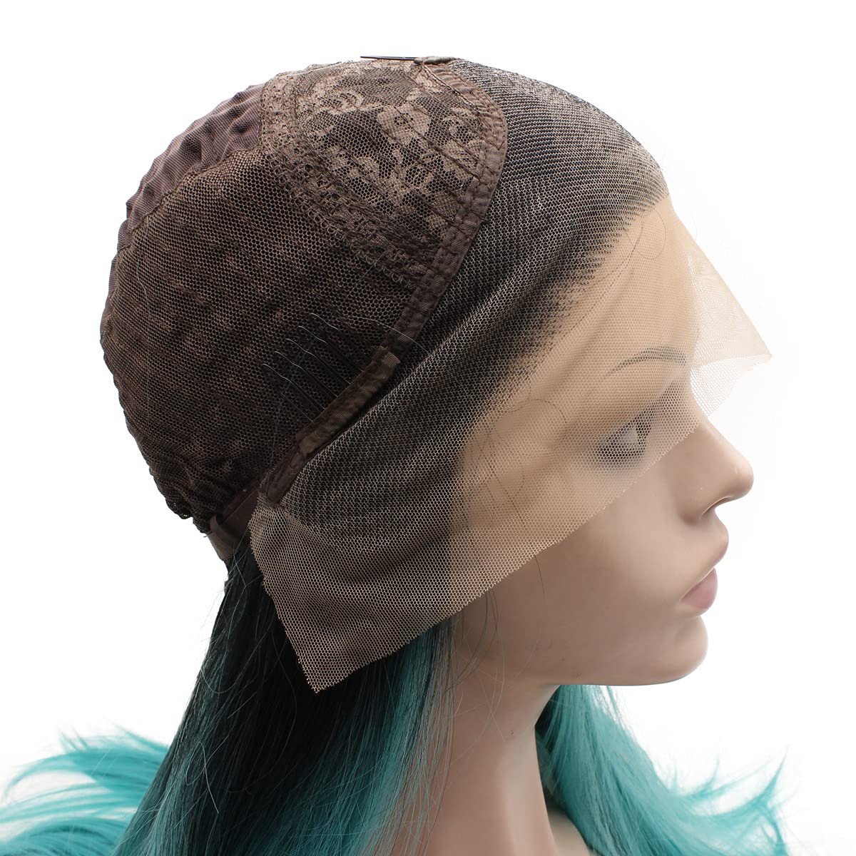 MX angel Long Ombre Blue Hand Tied Synthetic Wig Lace Front Heat Resistant Fiber Hair