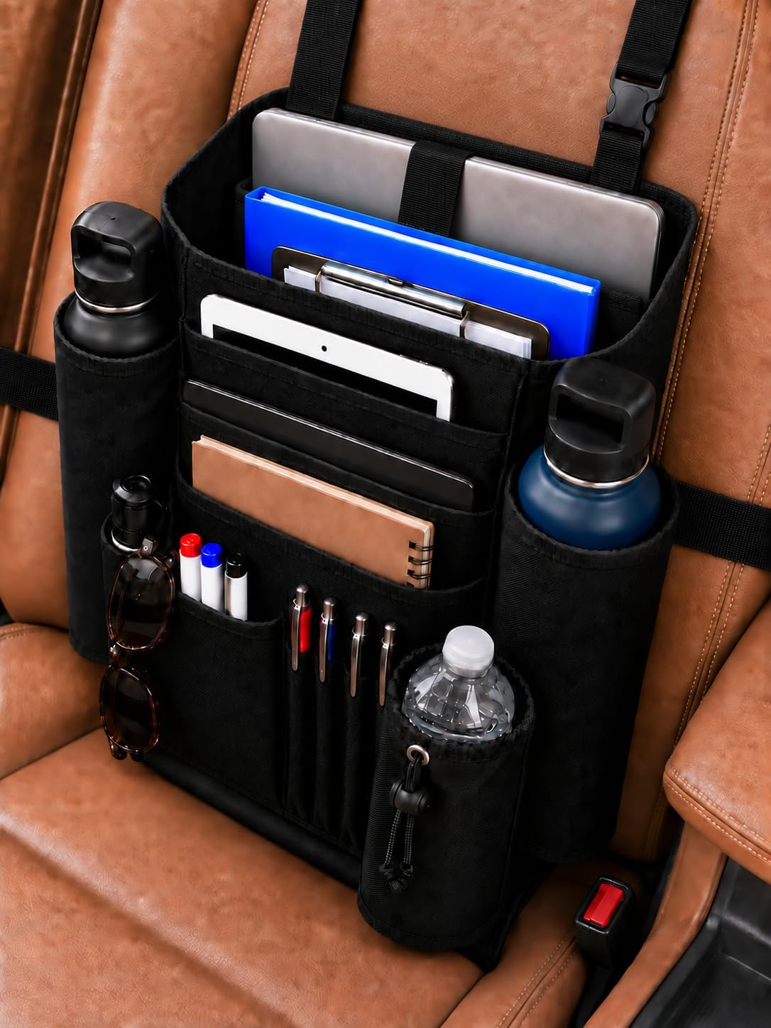 Car Front Seat Organizer with 11 Pockets (20"X16") - Passenger Seat Organizer - Vehicle Storage Caddy with Dedicated Tablet/Laptop Storage