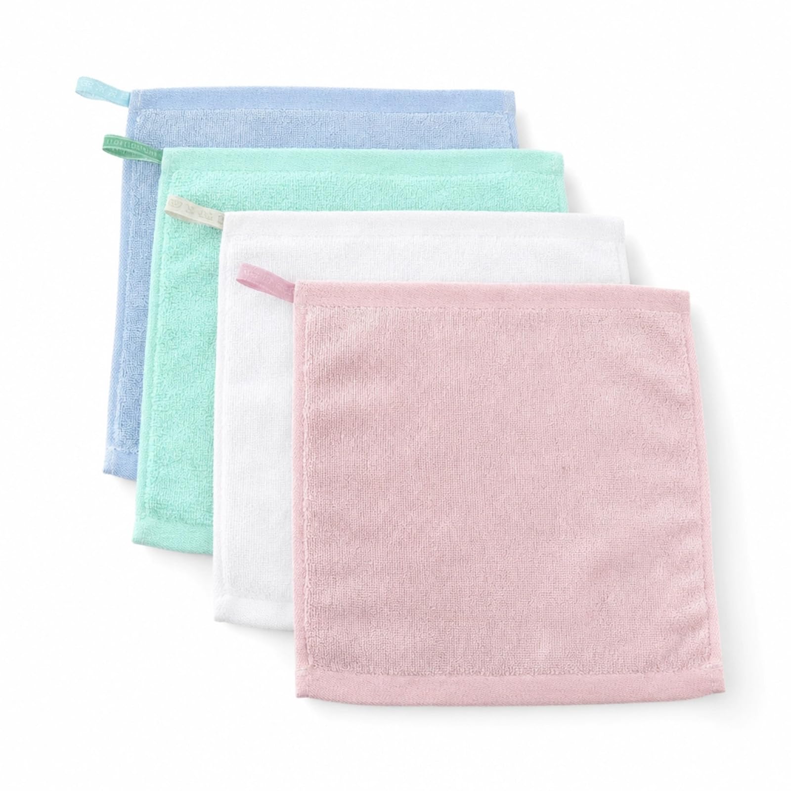 4pcs Baby Flannels Cotton Face Cloth 25x25cm Square Towel with Hanging Loop